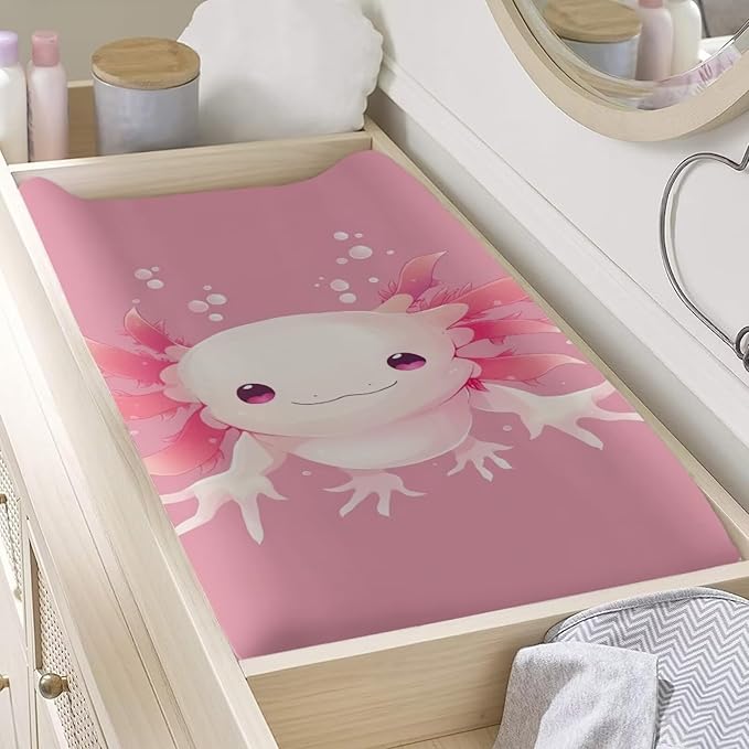 Changing Pad Covers for Boys Girls, Fancy Axolotl Diaper Changing Table Pad Cover Soft Breathable Changing Mat Cover for 32''x16" Cute Birthday Gifts for Baby