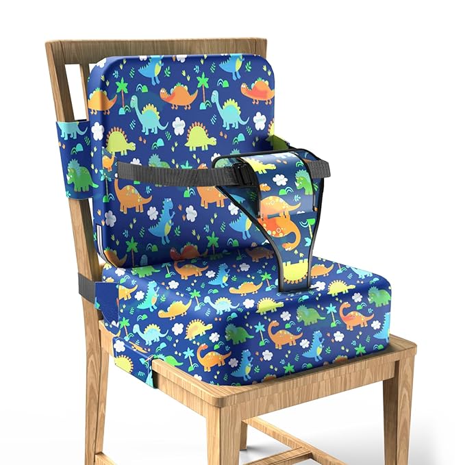 Toddler Booster Seat for Dining Table,Booster Seat for Kitchen Chair with Extended Straps,2PCS Portable with Safety Buckles,Suitable for Kids Aged 3-12 in Restaurants (Dark Blue)