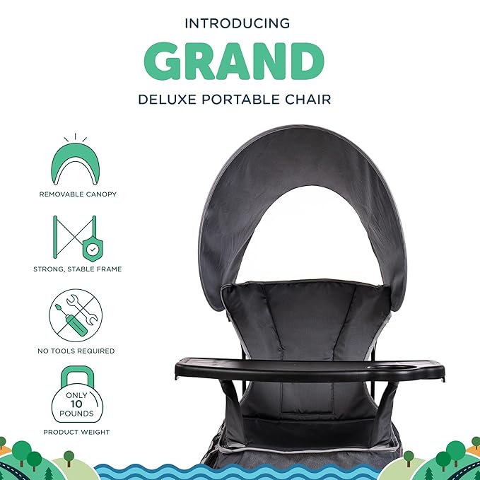 Baby Delight Go with Me Grand Deluxe Portable Chair | for Kids | Indoor and Outdoor | Grey