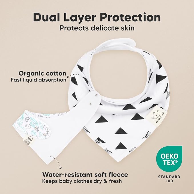 KeaBabies 8-Pack Organic Baby Bandana Bibs for Boys, Girls - Super Absorbent Triangle Baby Bibs for Drooling and Teething Infant, 100% Cotton Extra Soft for Newborn, Infant 0-36 Months (Grayscape)
