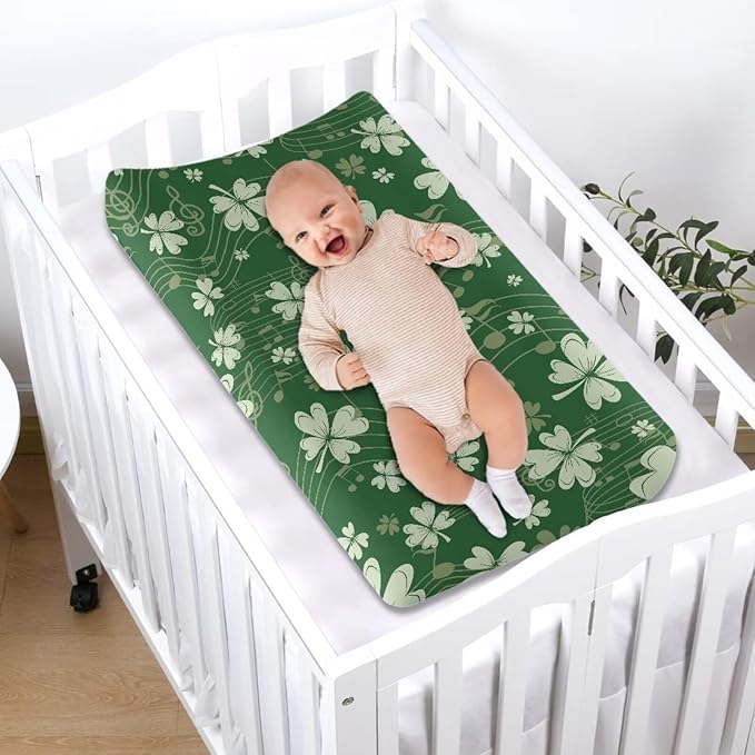 Lucky Leaf Changing Table Cover for Baby Waterproof St. Patrick's Day Nursery Pad Change Cover Breathable Universal Tray Table Mat for Boys Girls