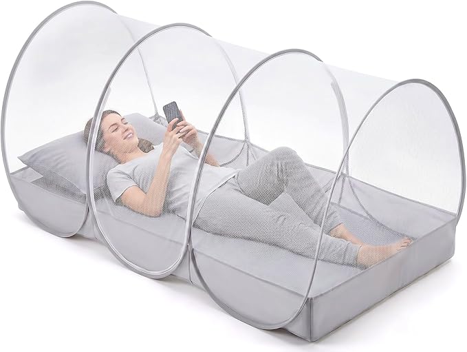 Orzbow Large Mosquito Net | Portable Pop Up Mosquito Tent for Insect, Fly & Bug Protection with Charging Cable Access and Storage Pocket for Bed, Camping, Beach, Travel, Outdoor, 74.8" x 35.4" x 33.4"