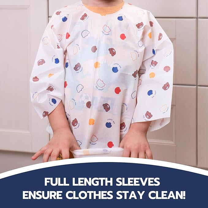 Eli with Love Disposable Bibs Individually Wrapped Bib with Crumb Catcher - Waterproof Baby Bibs For Feeding