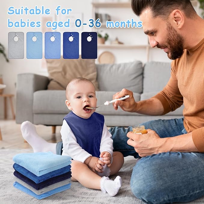 Hercicy Full Coverage Pullover Toddler Baby Bibs Terry Cloth Bibs with Snap Button for 0-4 Years Unisex Feeding Drooling