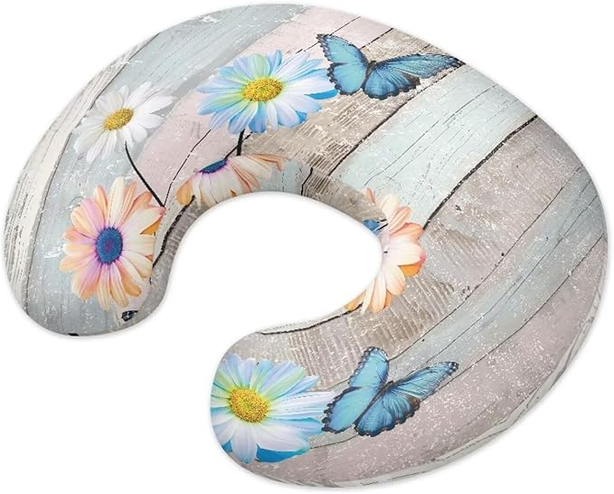 Nursing Pillow Cover, Breastfeeding Pillow Slipcover Fits Nursing Pillow for Baby Boy Girl，Washable Feeding Pillow Covers for Breastfeeding and Bottle Feeding,Daisy Butterfly(Cover Only)