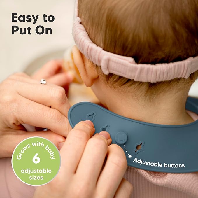 KeaBabies 2-Pack Silicone Bibs for Babies, Toddlers Girl, Boy – Sturdy Food-Grade Baby Bibs for Eating, Large Food Catcher, Clean & Put On Easily, Waterproof Toddler Feeding Essentials (Valiant)