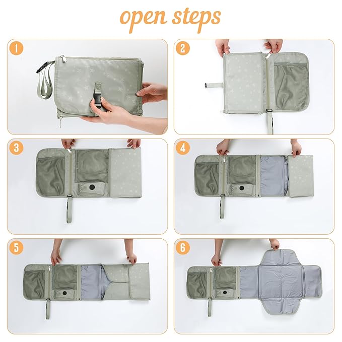 Portable Baby Diaper Changing Pad with Wipe Dispenser and Waste Bag Dispenser Detachable Diaper Changing Travel Bag with Waterproof Changing Mat Well Organized for Changing Kits