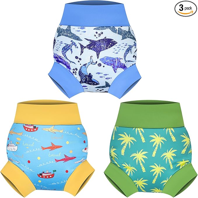 MOEMOE BABY Reusable Swim Diapers, Quick-Dry Swimming Diaper for Boys and Girls, Ideal for Pool, Beach & Swim Lessons M/3T