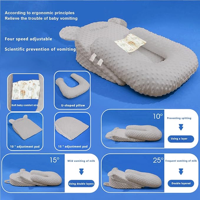 Baby Feeding Pillow Adjustable Newborn Nursing Pillow for Breastfeeding,Bottle Feeding Washable(Grey, One Size)