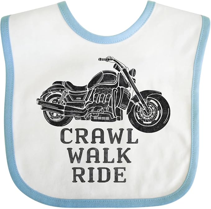 inktastic Crawl Walk Ride Motorcycle Baby Bib