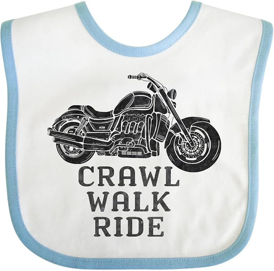 inktastic Crawl Walk Ride Motorcycle Baby Bib