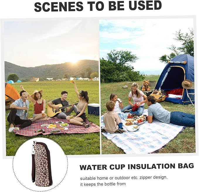 1pc Baby Bottle Insulation Bag - Large Capacity, Thermal, Oxford Cloth, Leopard Print, Zippered Pocket, 1200ml, Unisex