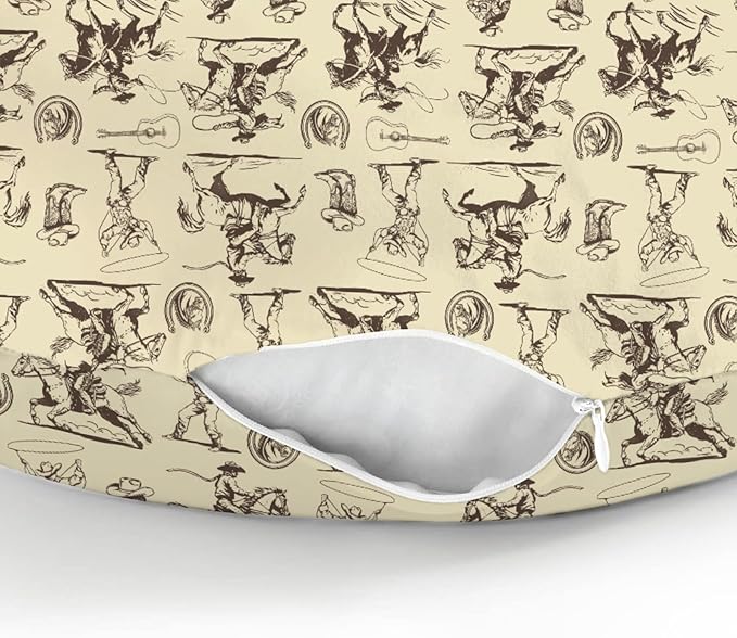 Vintage Cowboy Baby Nursing Pillow Covers for Boy Girl Western Horses Boots Hats Nursing Pillow Slipcovers for Breastfeeding Pillows Country Western Soft Stretchy Removable Covers for Newborn Infant