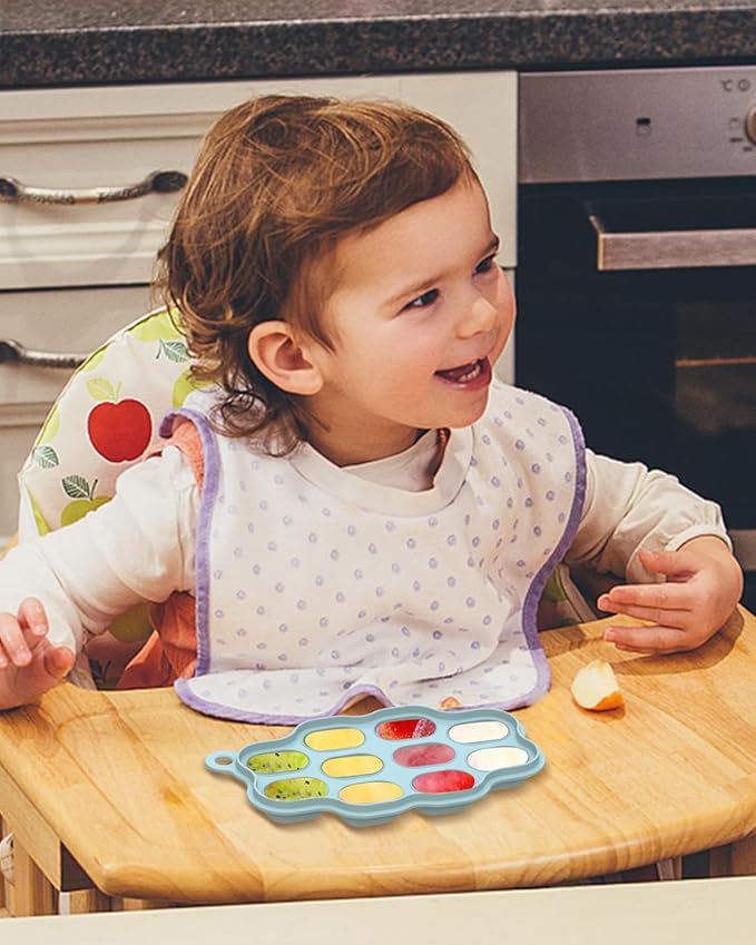 KingKam Baby Food Freezer Trays with Lids (2 Pack), Silicone Nibble Freezer Tray, Breastmilk Popsicle Molds, Baby Food Storage Containers Ice Cube Tray Maker