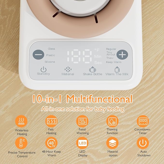 Waterless Baby Bottle Warmer and Shaker, 30s Rapid Automatic Formula Shaker for Clump-Free Milk, Multi-Function for Bottles and Food Jars