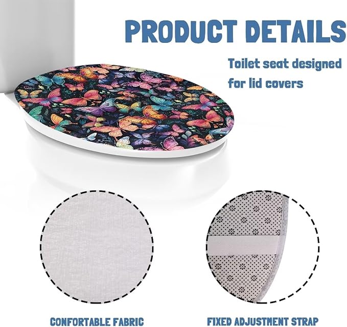 Butterfly Toilet Seat Covers for Polyester Fabric Soft Bathroom - Keep Clean Tidy Suitable for Public Restrooms Long-Term Travel Boarding