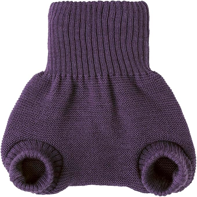 EcoAble Merino Wool Diaper Cover – Organic Overnight Knit Cover | Breathable Natural Fiber | Ideal for Fitted Cloth Diapers (EU98-104, Aubergine)