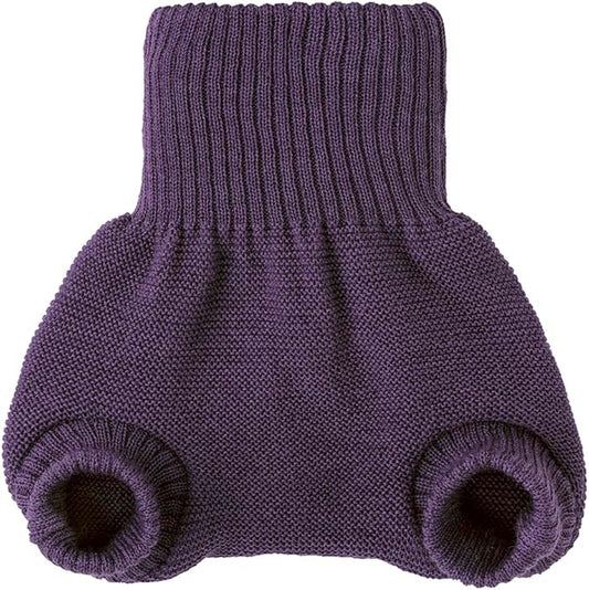 EcoAble Merino Wool Diaper Cover – Organic Overnight Knit Cover | Breathable Natural Fiber | Ideal for Fitted Cloth Diapers (EU62-68, Aubergine)