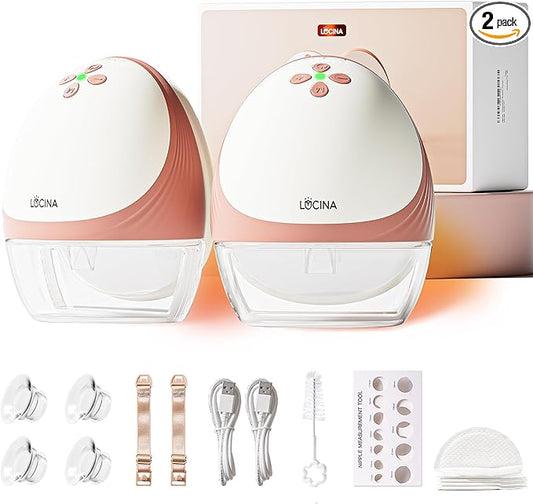 Heated Wearable Breast Pump Hands-Free, Portable Electric Breastfeeding Pump, 4 Modes & 9 Levels, Innovated Heating Tech with Strong Battery & Hospital-Grade Suction, 19/21/24mm Flange Inserts