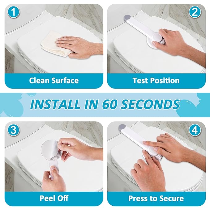 Baby Toilet Lock (1 Pack) | Child Safety Toilet Seat Lock with 3M Adhesive, Universal Fit One‑Handed Easy Install Toilet Lid Lock