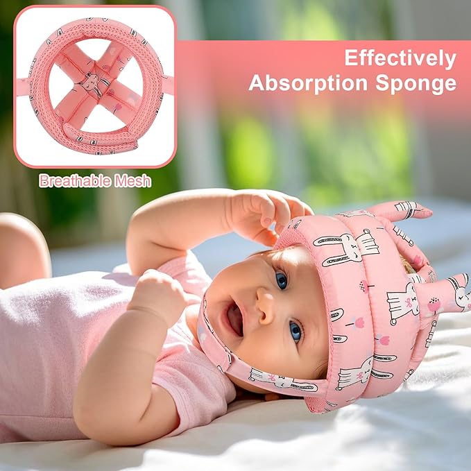 Accmor Baby Head Protector for Crawling Walking, Cute Baby Helmet Adjustable Infant Safety Cap, Breathable Protective Cap Kids Headguard Soft Cushion, Anti-Collision Toddler Helmets for 6m-24m Girls