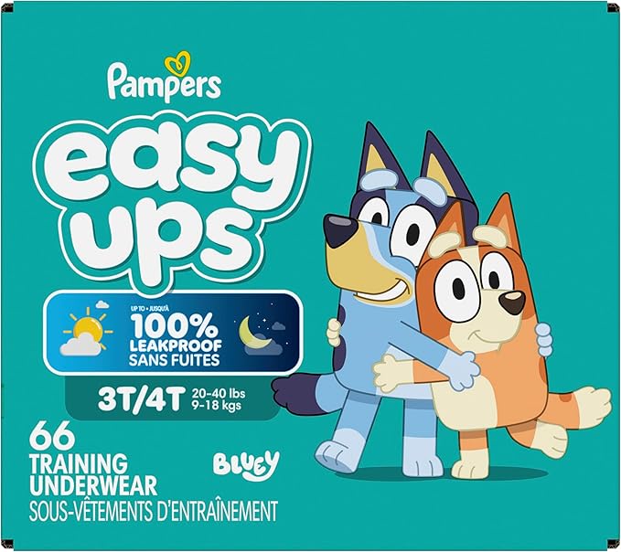 Pampers Training Pants - Easy Ups Boys & Girls Bluey - Size 3T-4T, 66 Count, Children's Potty Underwear (Packaging May Vary)