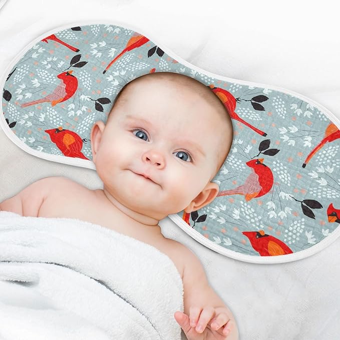 vvfelixl Baby Burp Cloths Cardinals Bird Baby Newborn Cotton Burping Cloths Set Baby Washcloths 4 Pack
