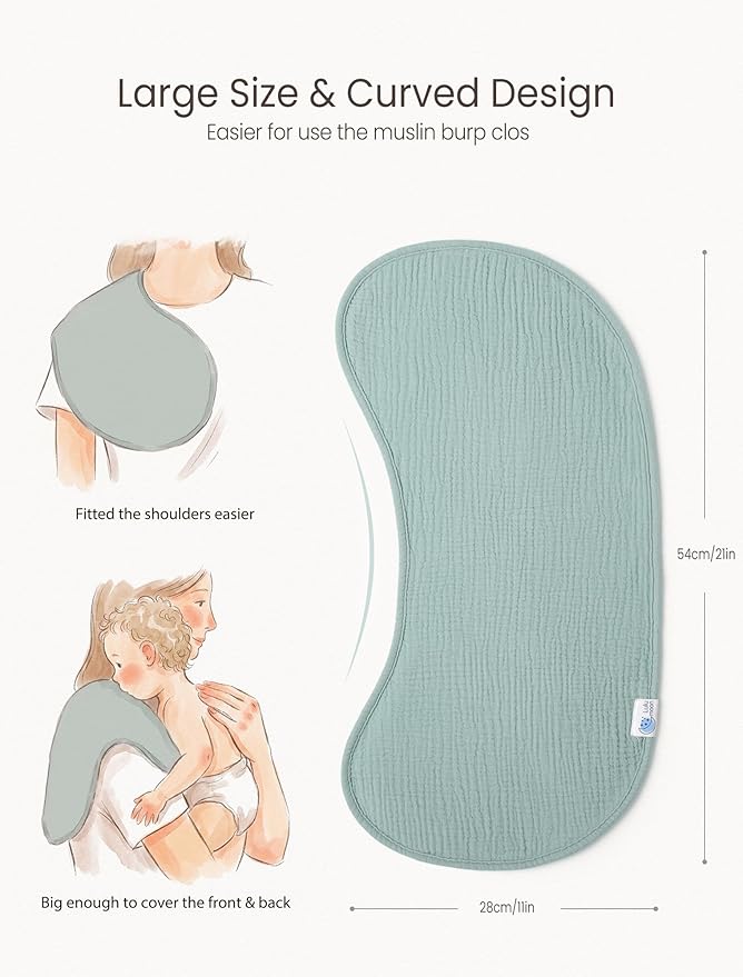 lulumoon Muslin Burp Cloths for Babies: 100% Soft Cotton Large Burping Cloths - Neutral Baby Burp Rags for Boy and Girl - Absorbent Burp Cloth for Spit-Ups 4 Pack