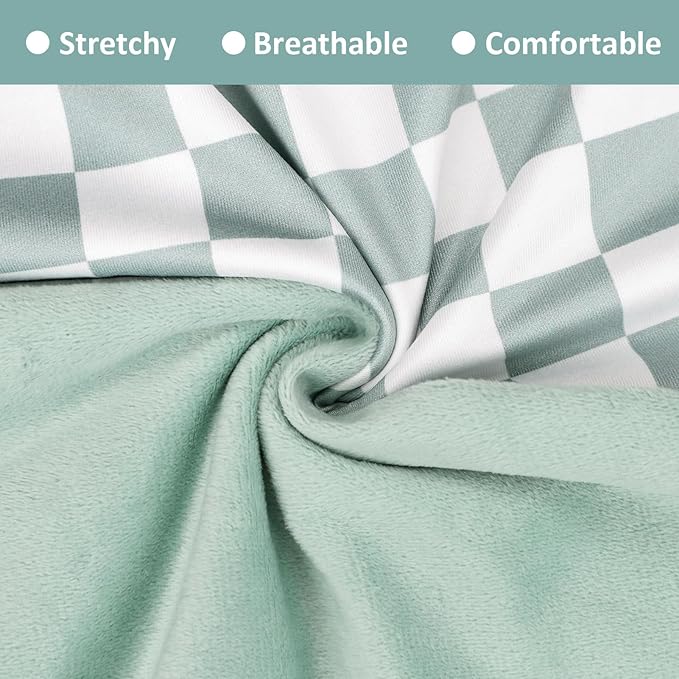 DILIMI Nursing Pillow Cover, Soft Stretchy Nursing Cover for Breastfeeding Pillow, 1 Pack Reversible Removable Slipover for Baby Boy and Girls, Green Checkered