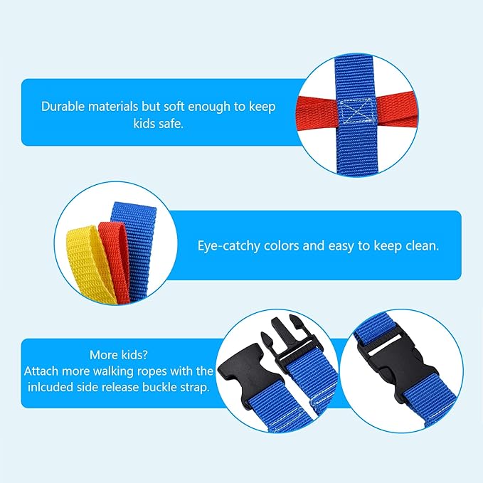 Children Walking Rope for Toddlers, Daycare & Classroom – 12 Kids + 2 Adult Handles – Toddler Safety Rope with Storage Bag for Field Trips, Class Trips, Preschool, Outdoor Walks & Fire Drills