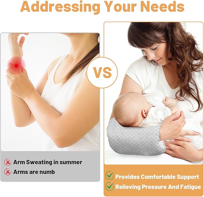 KAKIBLIN Feeding Arm Pillow,Nursing Arm Breastfeeding Pillows Support for Mom,Portable and Washable,Ergonomic Nursing arm Pillow for Feeding (White Cloud)