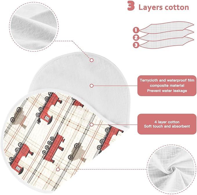 vvfelixl Intage Steam Train Burp Cloths for Baby Boy Girls Baby Washcloths Burp Rags 1 Pack