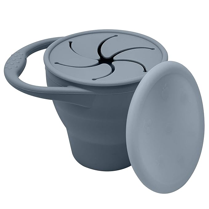 BraveJusticeKidsCo | Snack Attack Snack Cup | Collapsible Silicone Snack Container | Toddler and Baby (Stormy)