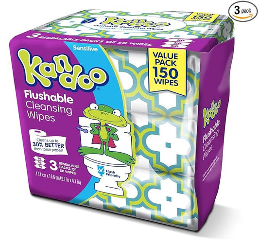 Kandoo Sensitive Flushable Wipes, 50 sheets, 3 count