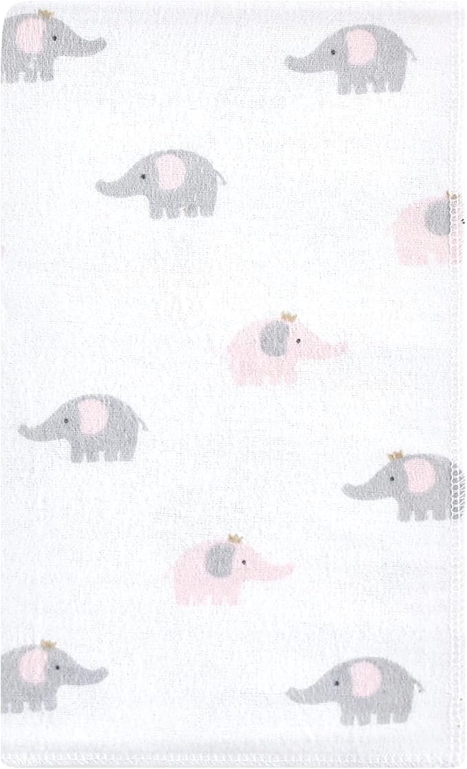 Luvable Friends Hudson Baby Flannel Burp Cloths 10pk, Elephant Serenity Pink