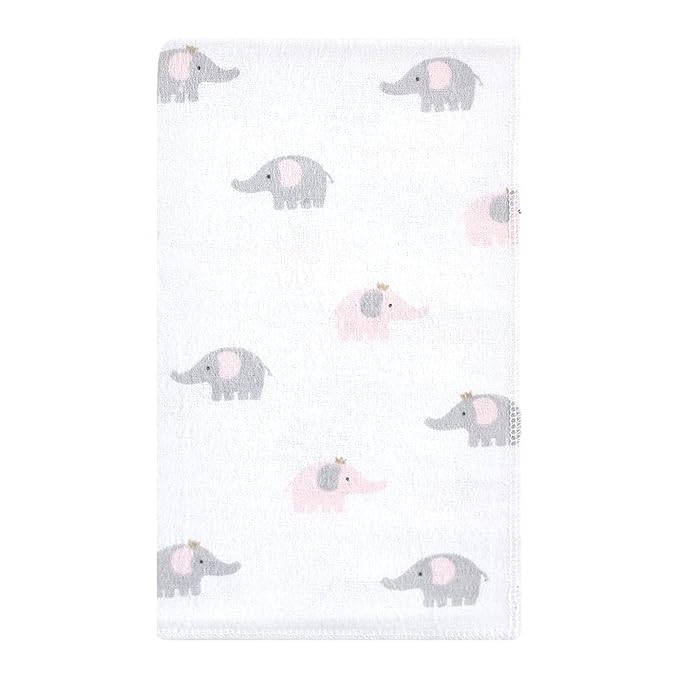 Hudson Baby Unisex Baby Cotton Flannel Burp Cloths, Pink Gray Elephant, One Size