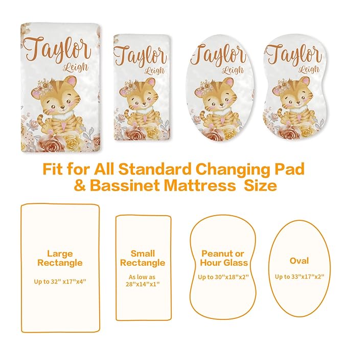 Custom Changing Pad Cover Set - Jersey Knit Comfy CozyUltra Soft Unisex Diaper Changing Table Covers with Personalized Name for Baby Boys Girls - Waterproof Ultra Soft 4 Pcs Set Style22