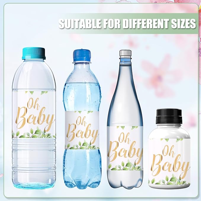 NQEUEPN 50pcs Baby Shower Water Bottle Labels, Waterproof Decorative Personalized Wrap Stickers for Party Decorations (Animal Style)