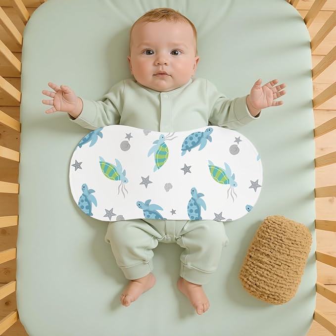4 Pack Baby Burp Cloths for Boys Girls, Soft Cotton, Ocean Sea Turtle Theme Design, Super Absorbent Baby Burping Cloths for Newborns, Machine Washable and Reusable Baby Spit-Up Cloths