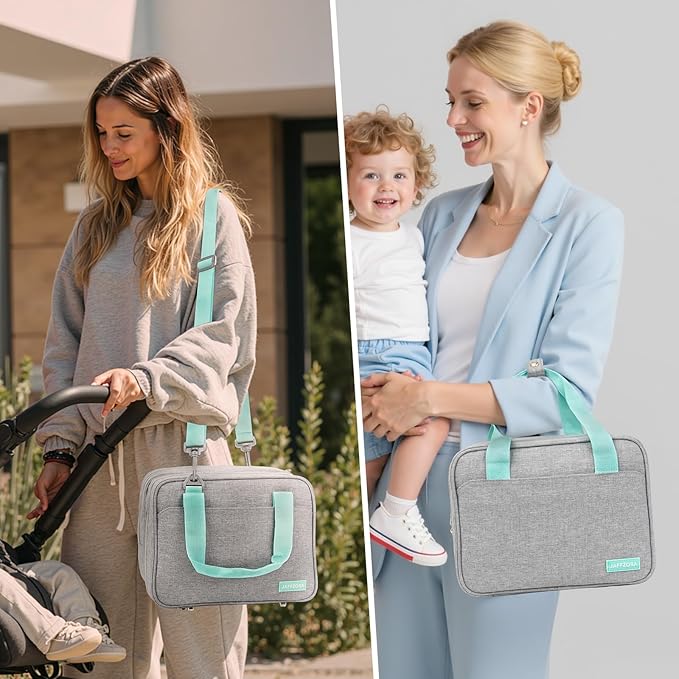 Wearable Breast Pump Bag with Cooler Compartment Compatible with Momcozy M5/S12 Pro, Elvie & Medela Pump in Style, Carrying Case with a Ice Pack & Waterproof Mat for Breast Pump and Accessories,Gray