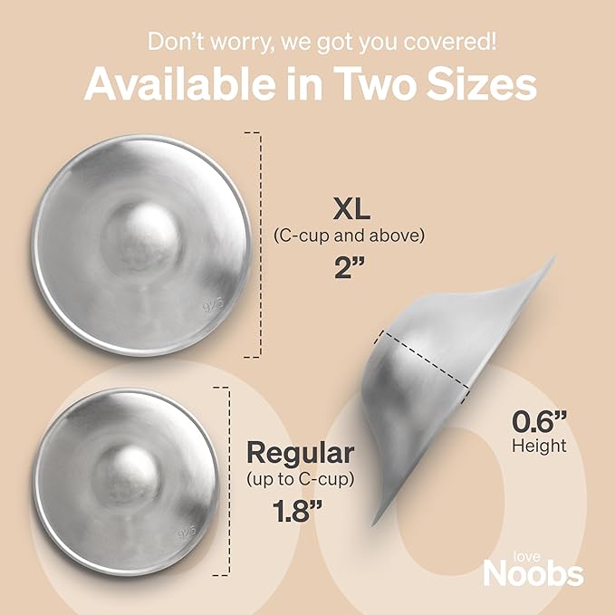 The Original Silver Nursing Cups by LoveNoobs, Nipple Shields for Breastfeeding Newborn, 999 Grade Silver Nipple Covers Breastfeeding, XL Size