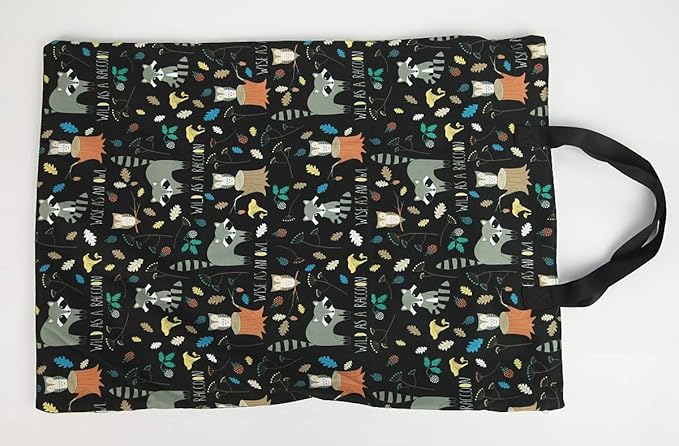 Large Hanging Wet/Dry Cloth Diaper Pail Bag for Reusable Diapers or Laundry (Raccoon)