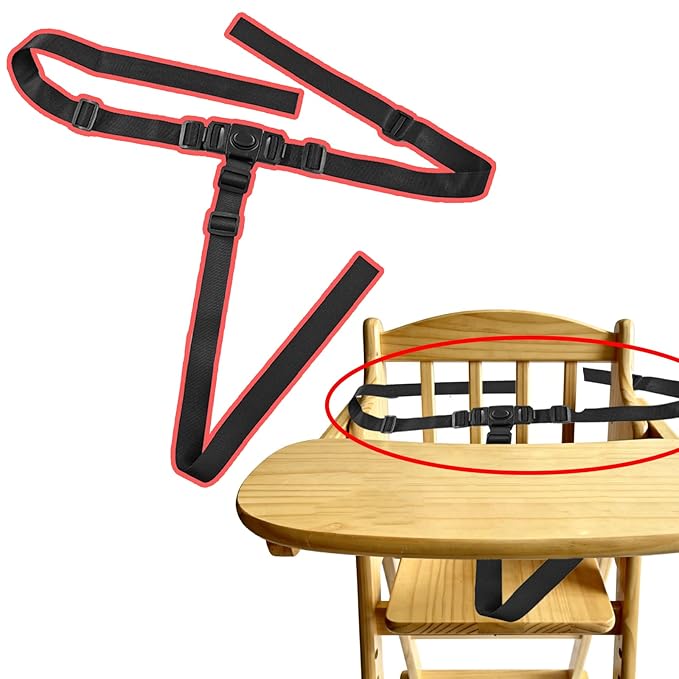 3 Point Harness Seat Belt for Kids,High Chair Straps Adjustable Harness Strap Belt Harness Strap Belt Kit Shoulder Strap Belts Replacement for High Chair (Black)