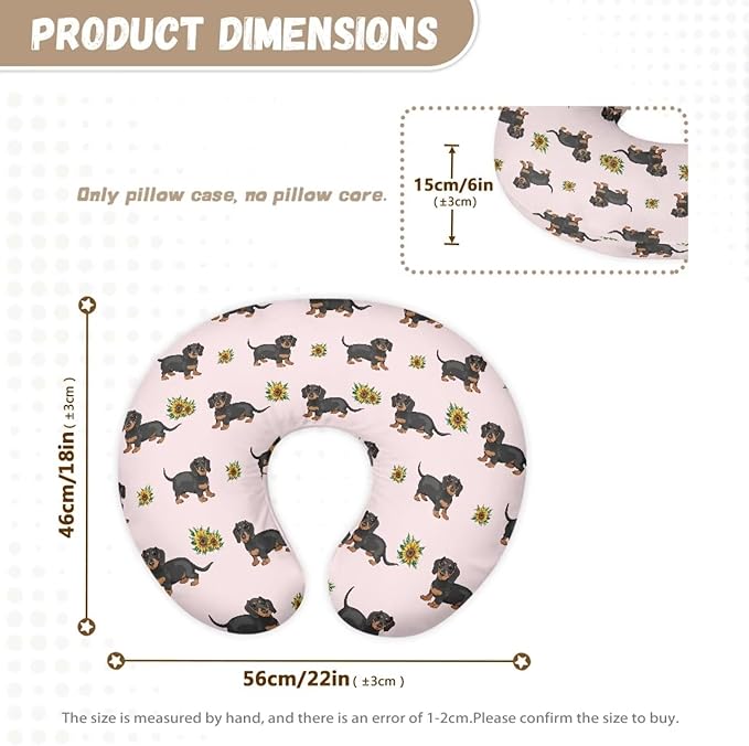 Dachshund Nursing Pillow Covers for U-Shaped Nursing Pillow Nursing Pillow Case for Newborn Boys Girls Hidden Zipper Design Soft and Skin-Friendly