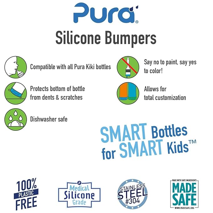 Pura Kiki Silicone Bottle Bumper - Plastic-Free, Medical-Grade, Dishwasher Safe, Protective, Leakproof Cover & Anti-Slip Bottom Cover - Compatible w/Pura Stainless Bottles 5oz 9oz & 11oz (Slate)