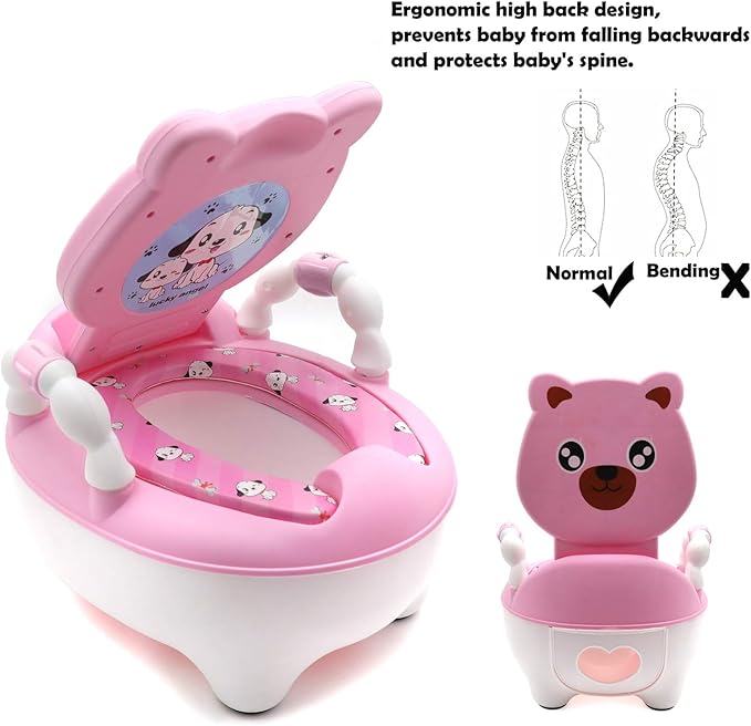 XKMT- Baby Kids Portable Bear Blue Potty Training Seat Toddler Lovely Toilet Seat Stool Chair [P/N: ET-BABY003-PINK]
