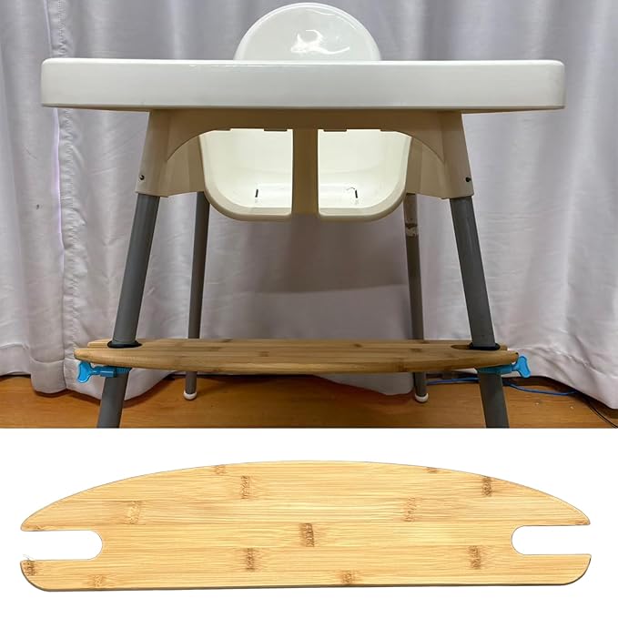 High Chair Footrest, Adjustable Height Non-Slip Natural Bamboo Wood Baby Highchairs Pedal,Foot Rest for High Chair Baby Compatible with IKEA Highchair Accessories (Bamboo)