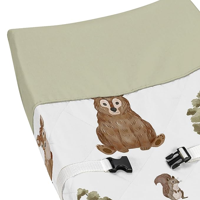 Sweet Jojo Designs Woodland Forest Animals Boy Girl Gender Neutral Unisex Baby Changing Pad Cover Infant Newborn Diaper Table Change Mat Sheet Animal Friends Brown Bear Fox Hedgehog Deer Watercolor