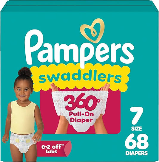 Pampers Swaddlers 360 Pull-On Diapers, Size 7, 68 Count for up to 100% Leakproof Skin Protection and Easy Changes