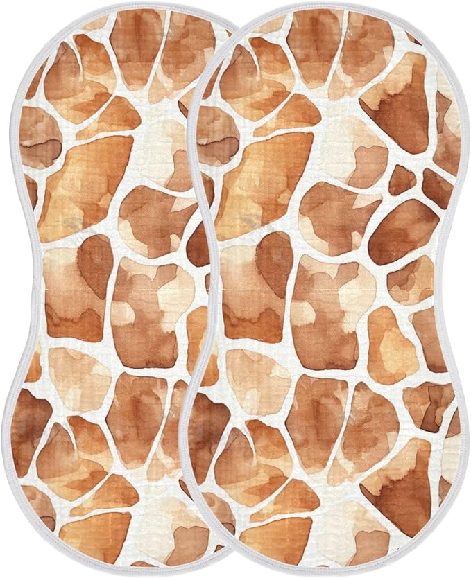 4Pcs Giraffe Print Burp Cloth,Unisex Large Absorbent Soft Cotton Muslin Burping Cloths for Newborn Boys Girls,11x22in,A111944
